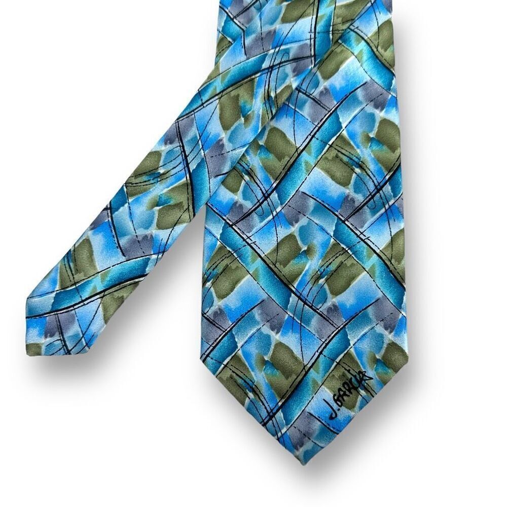 Jerry Garcia Men's Necktie Northern Lights Blue Green Abstract 100% Silk New
